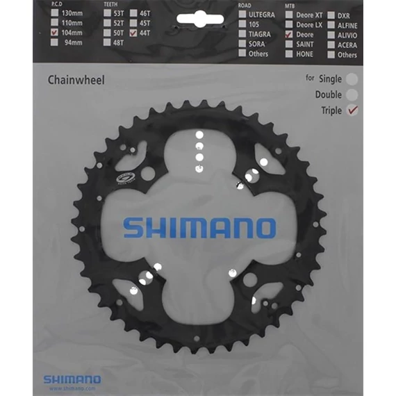 Shimano lánckerék 44f fcm530 590 44f fekete láncvédő furattal ©104 kerékpáros