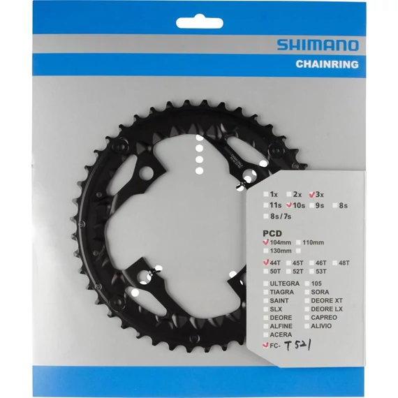 Shimano lánckerék 44f fct521 44f-ae fekete láncvédő furattal kerékpáros