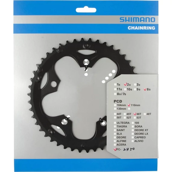 Shimano lánckerék 46f fc2450-f fekete láncvédő furattal kerékpáros