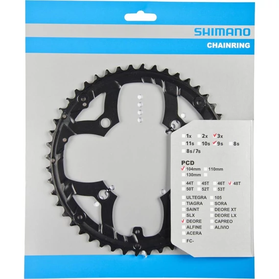 Shimano lánckerék 48f fcm590 48f fekete láncvédő furattal kerékpáros