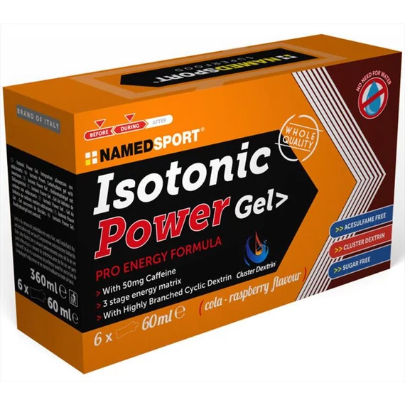NamedSport isotonic power gel cola-málna 6x60ml doboz  kerékpáros