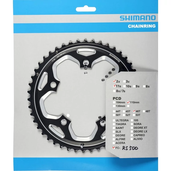 Shimano fc-rs500 chainring 46t-mj fekete 110mm kerékpáros