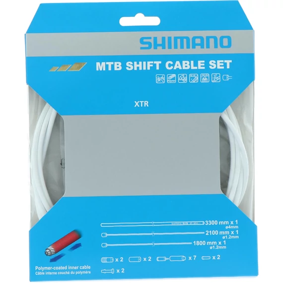 Shimano polymer coated shift cable set fehér for m9000 xtr kerékpáros