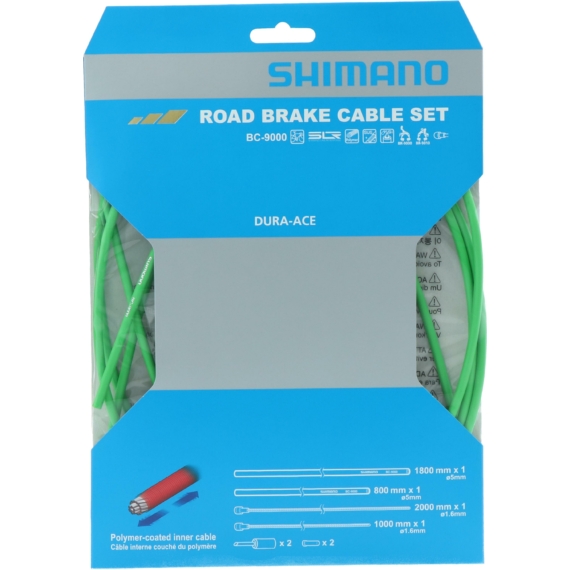 Shimano road brake cable set polymer coated green bc-9000 kerékpáros