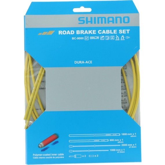 Shimano road brake cable set polymer coated yellow bc-9000 kerékpáros