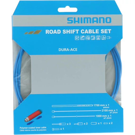 Shimano road shift cable set polymer coated blue kerékpáros