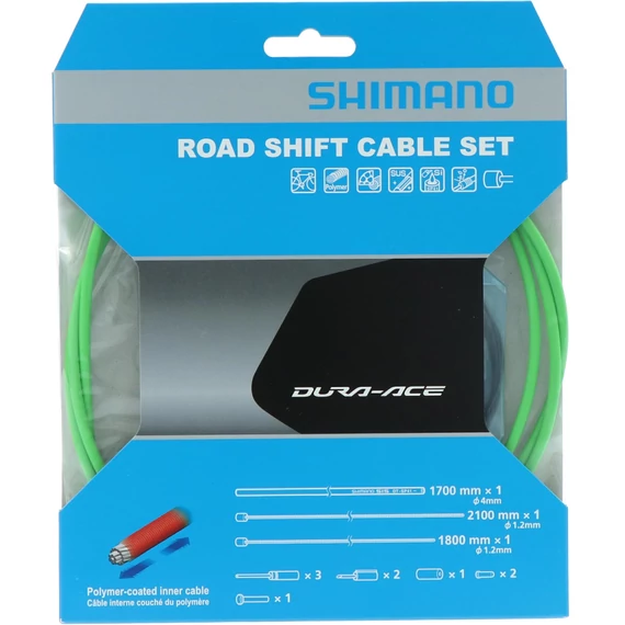 Shimano road shift cable set polymer coated green kerékpáros
