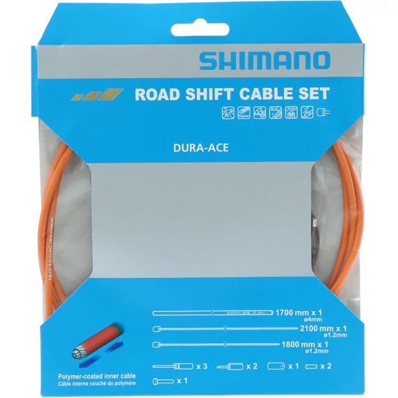 Shimano road shift cable set polymer coated orange kerékpáros