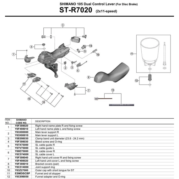 Shimano st-r7020 feketeet covers (pair) kerékpáros